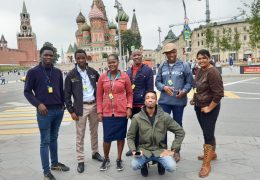 Physics Students Fly UNIZULU Flag in Russia